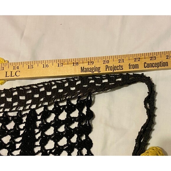 #5722 Womens Black and Yellow Crochet Half Hostess Apron - Picture 4 of 6